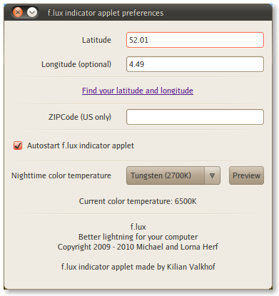 Как установить f lux на ubuntu