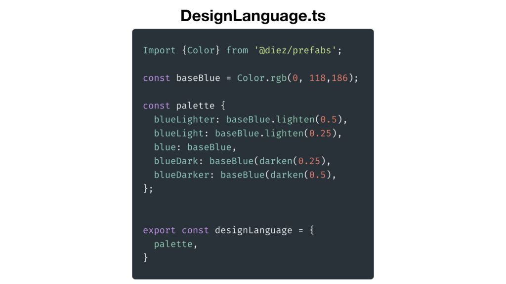 generated Diez DesignLanguage.ts file